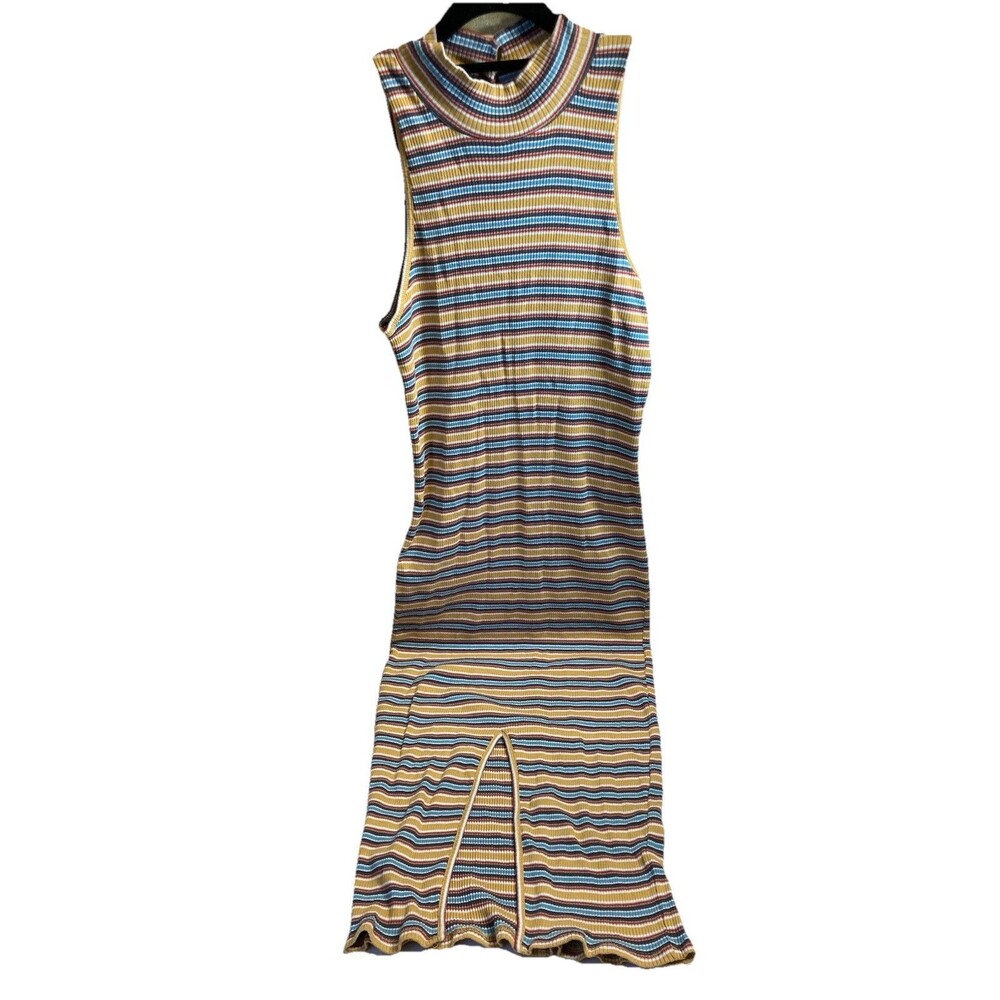 Wild Fable Maxi Tank Dress Womens M Fun Striped Sleevless Ribbed Beach